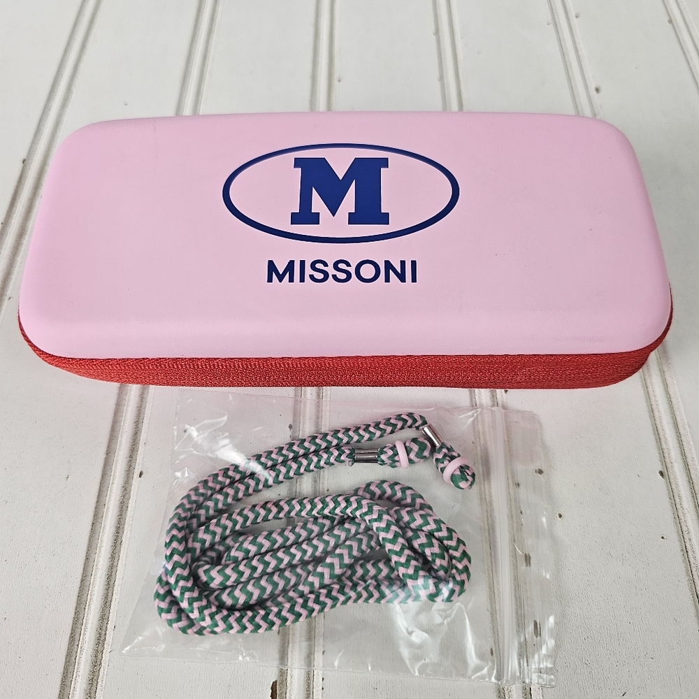Missoni Sunglasses Case Pink Red Zip Around and Lanyard ONLY‎
